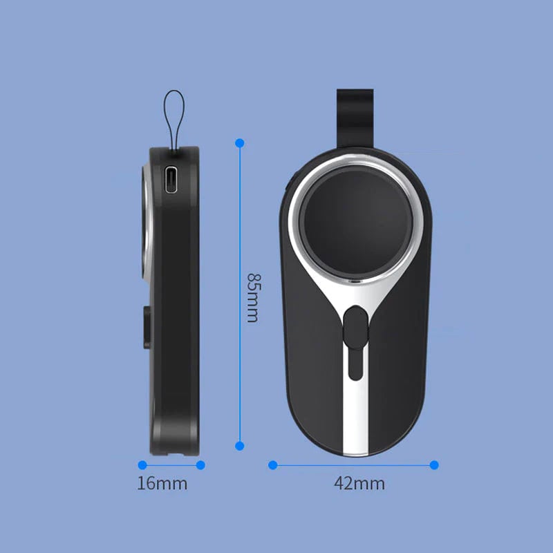 KeyPact Duo 2-in-1 Mini Powerbank kellolaturilla – 2000mAh, Type-C & Lightning, Kestävä karabiinilla