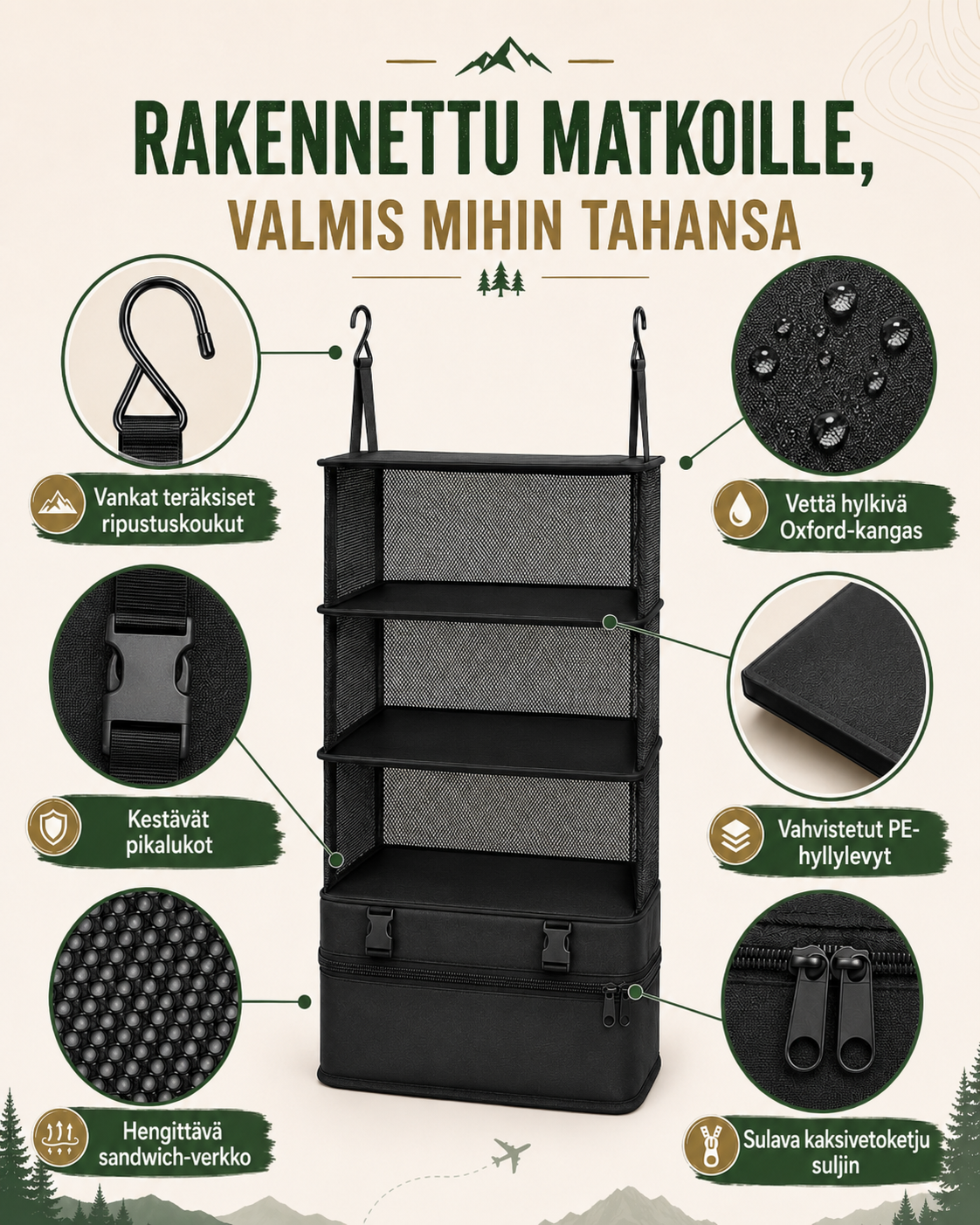 FoldAway Matkahyllyjärjestelijä