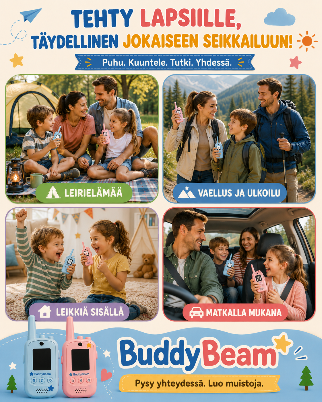 BuddyBeam Lasten Videoradiopuhelimet