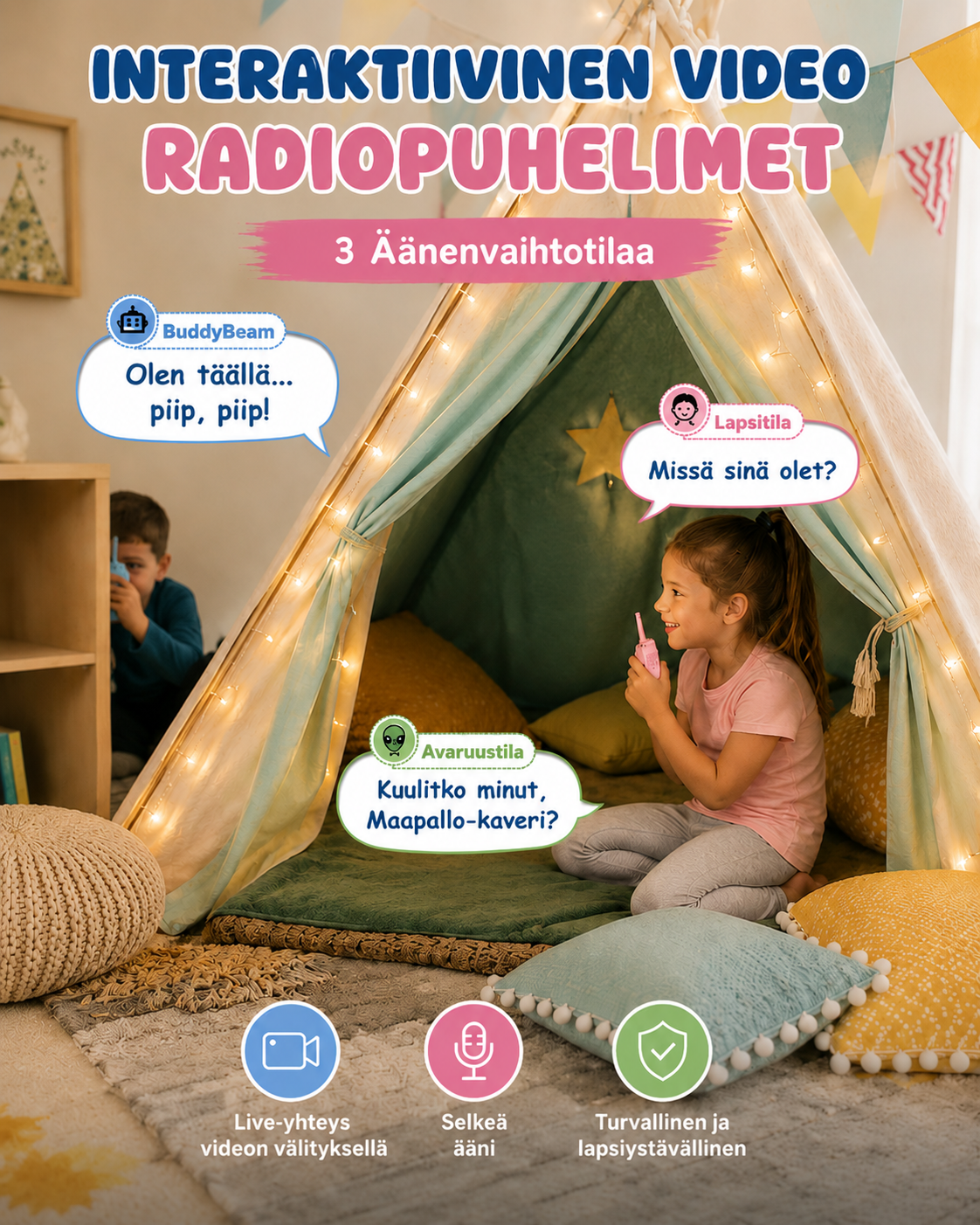 BuddyBeam Lasten Videoradiopuhelimet