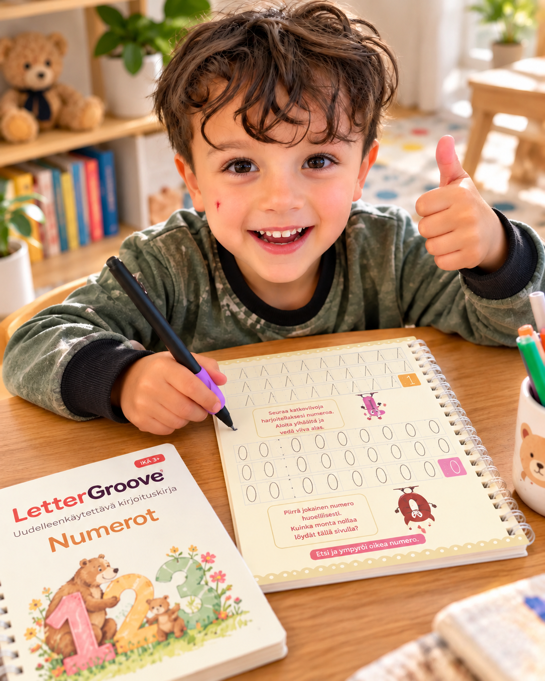 LetterGroove – uudelleenkäytettävä käsialan harjoitussetti