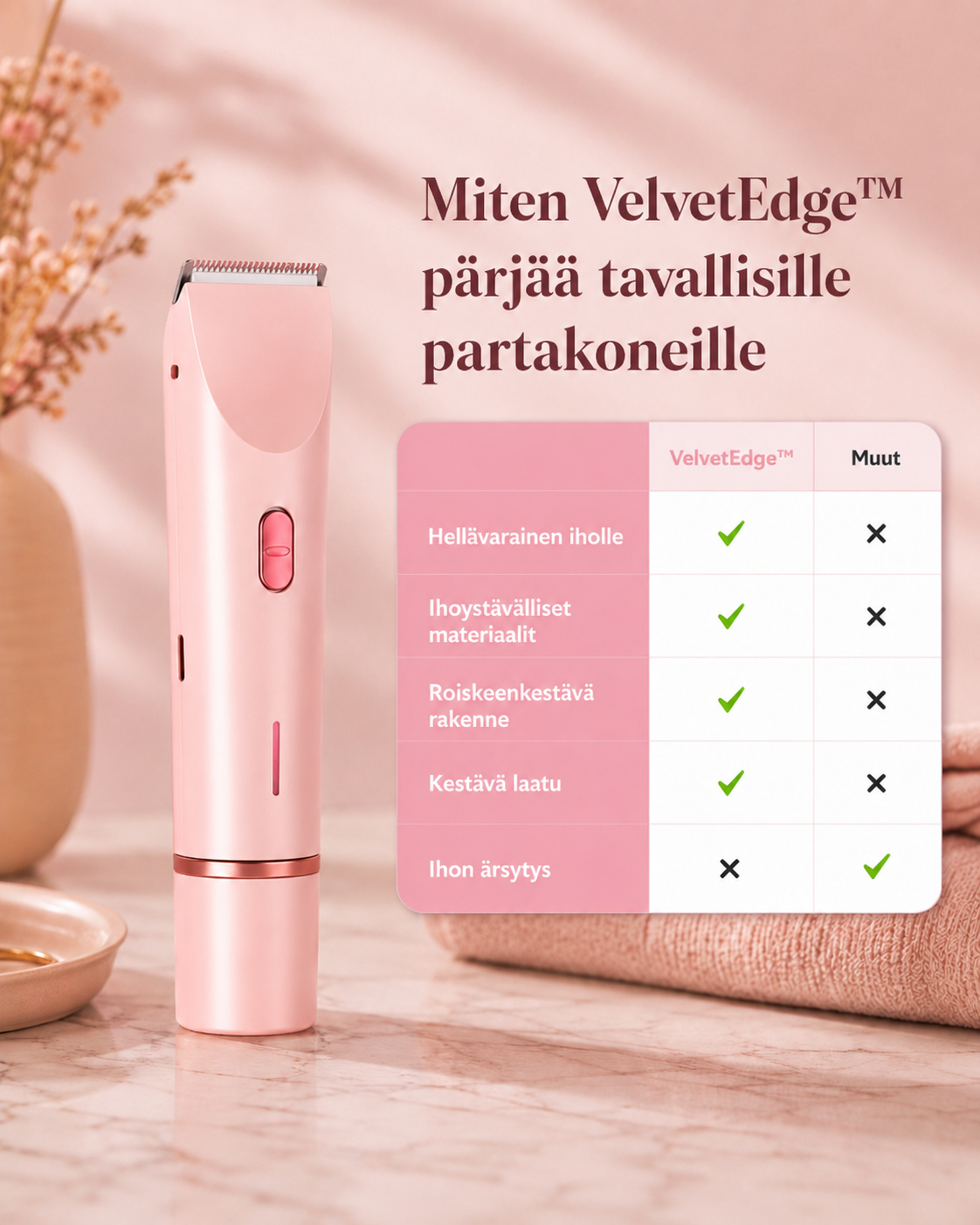 VelvetEdge 2-in-1 -naistenhöylä