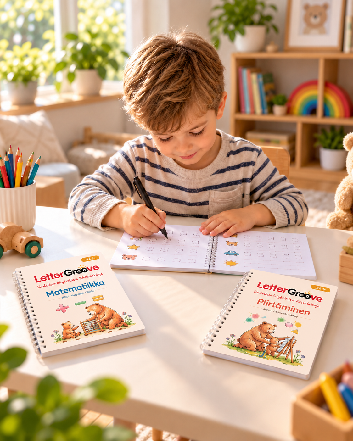 LetterGroove – uudelleenkäytettävä käsialan harjoitussetti