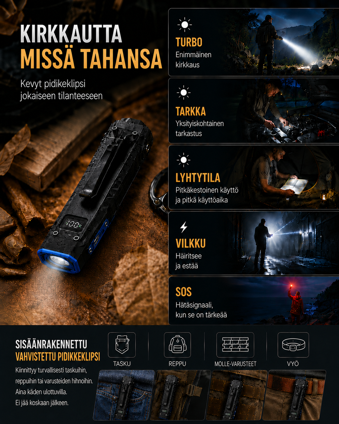 NightPath Pro EDC-taskulamppu