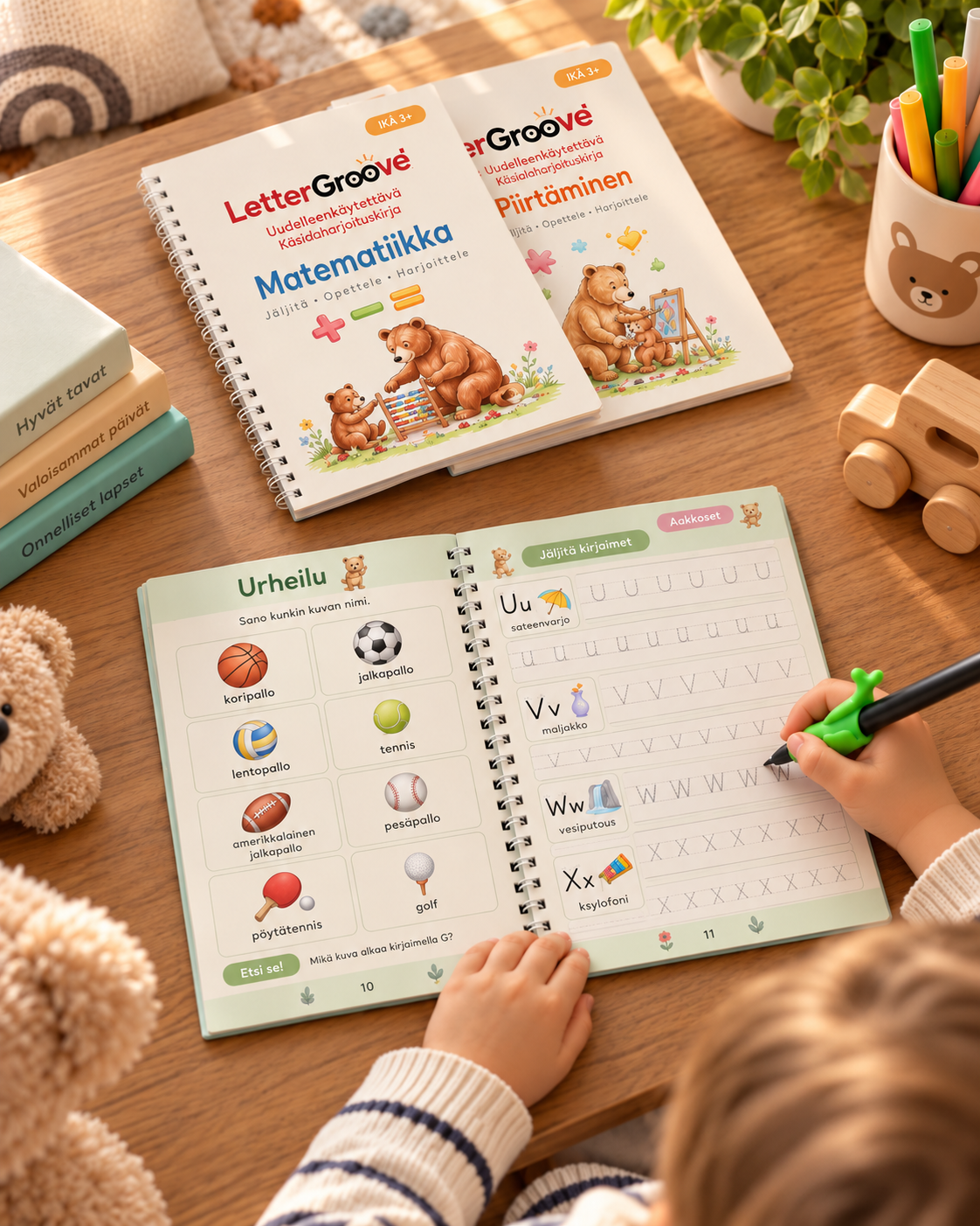 LetterGroove – uudelleenkäytettävä käsialan harjoitussetti