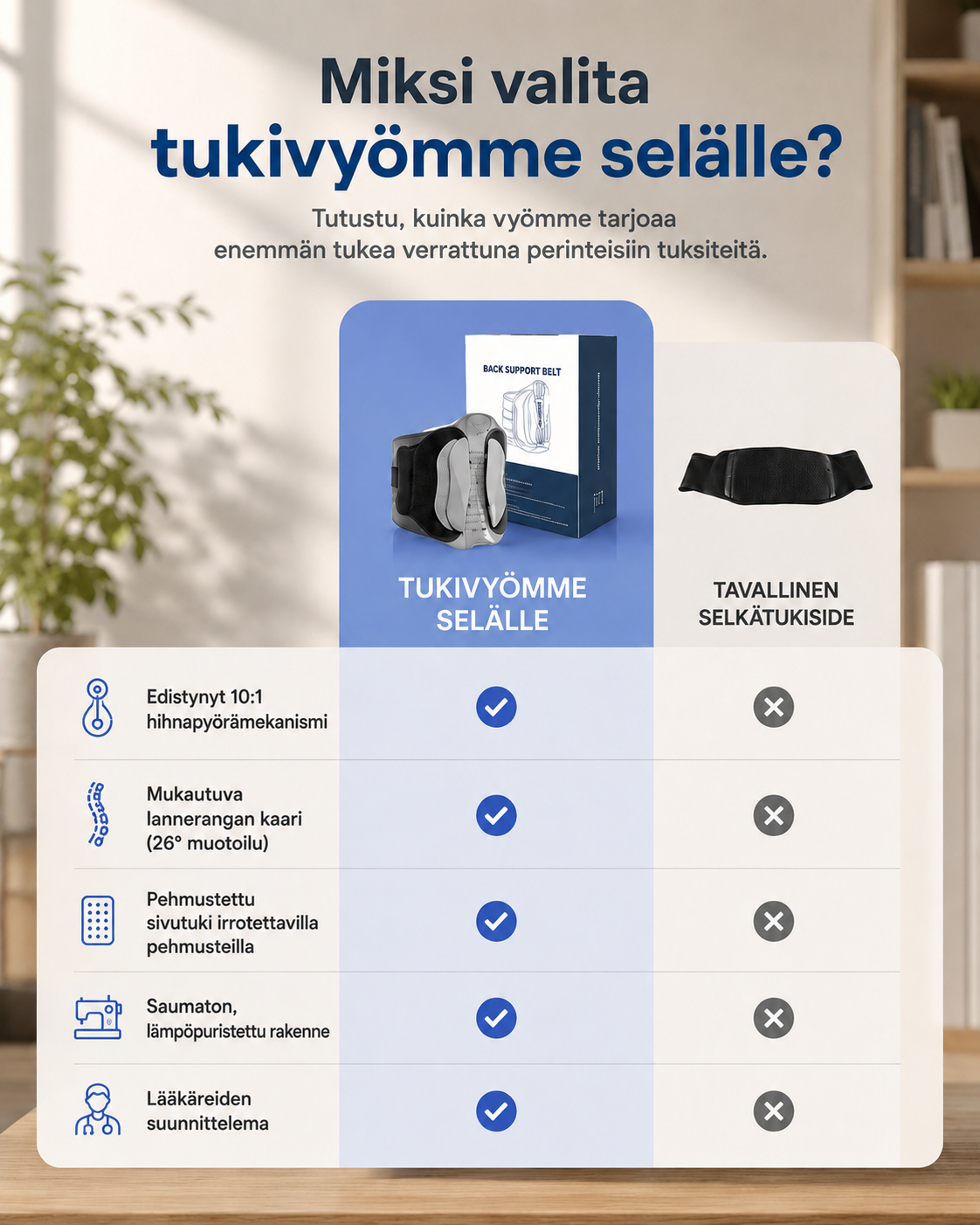 LumbAlign Säädettävä Selkätuki