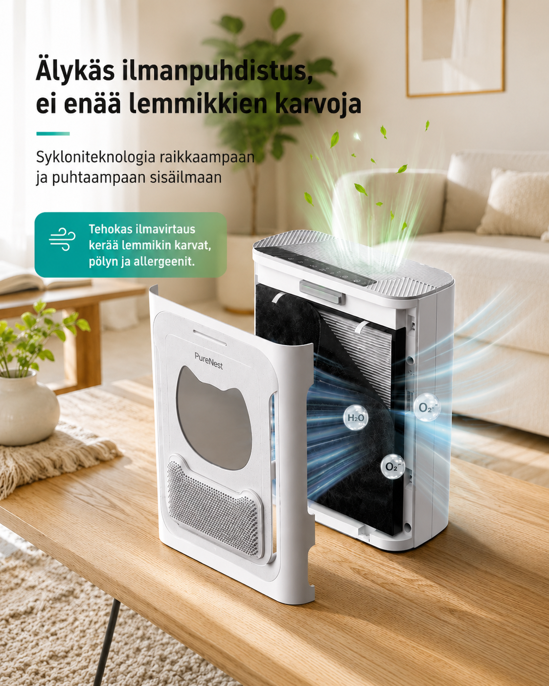 PureNest Kompakti ilmanpuhdistin lemmikeille