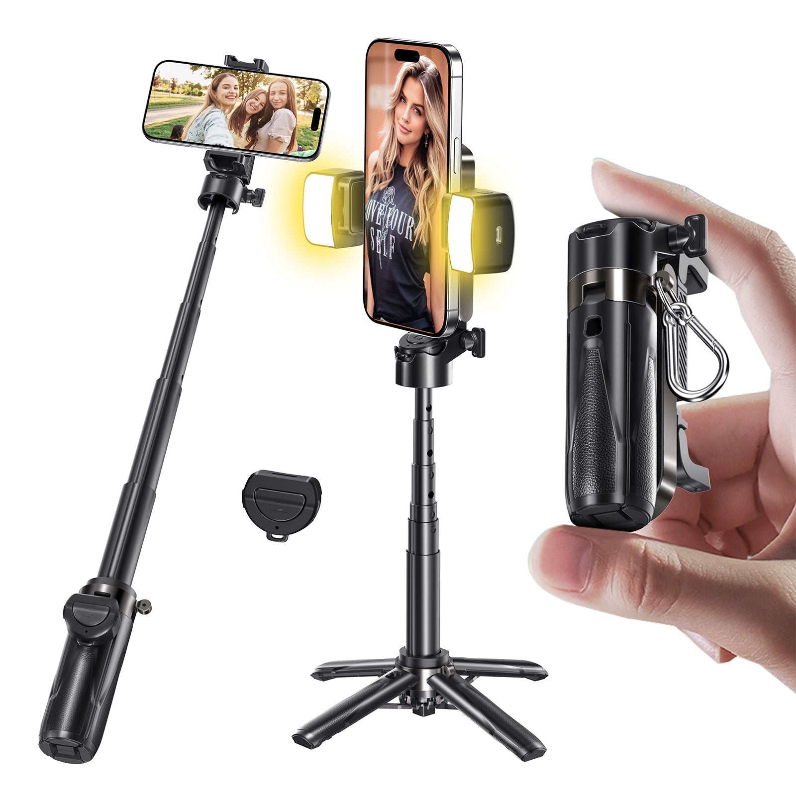 UniStiq™ |  Kannettava monitoiminen selfiekeppi
