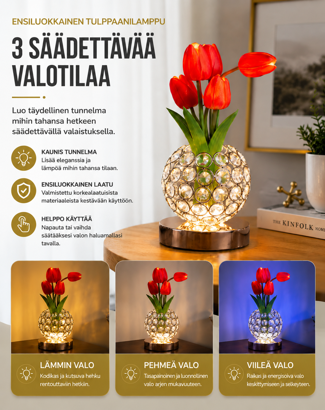 Bloomlux kristallinen tulppaanilamppu