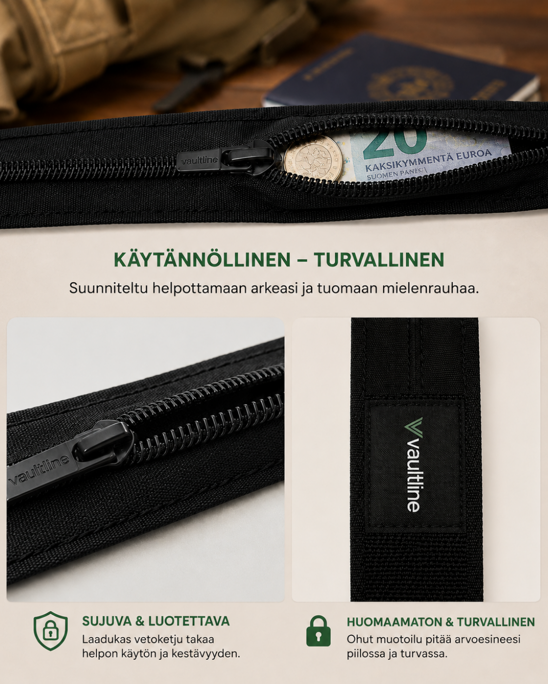 Vaultline – piilotaskullinen matkavyö