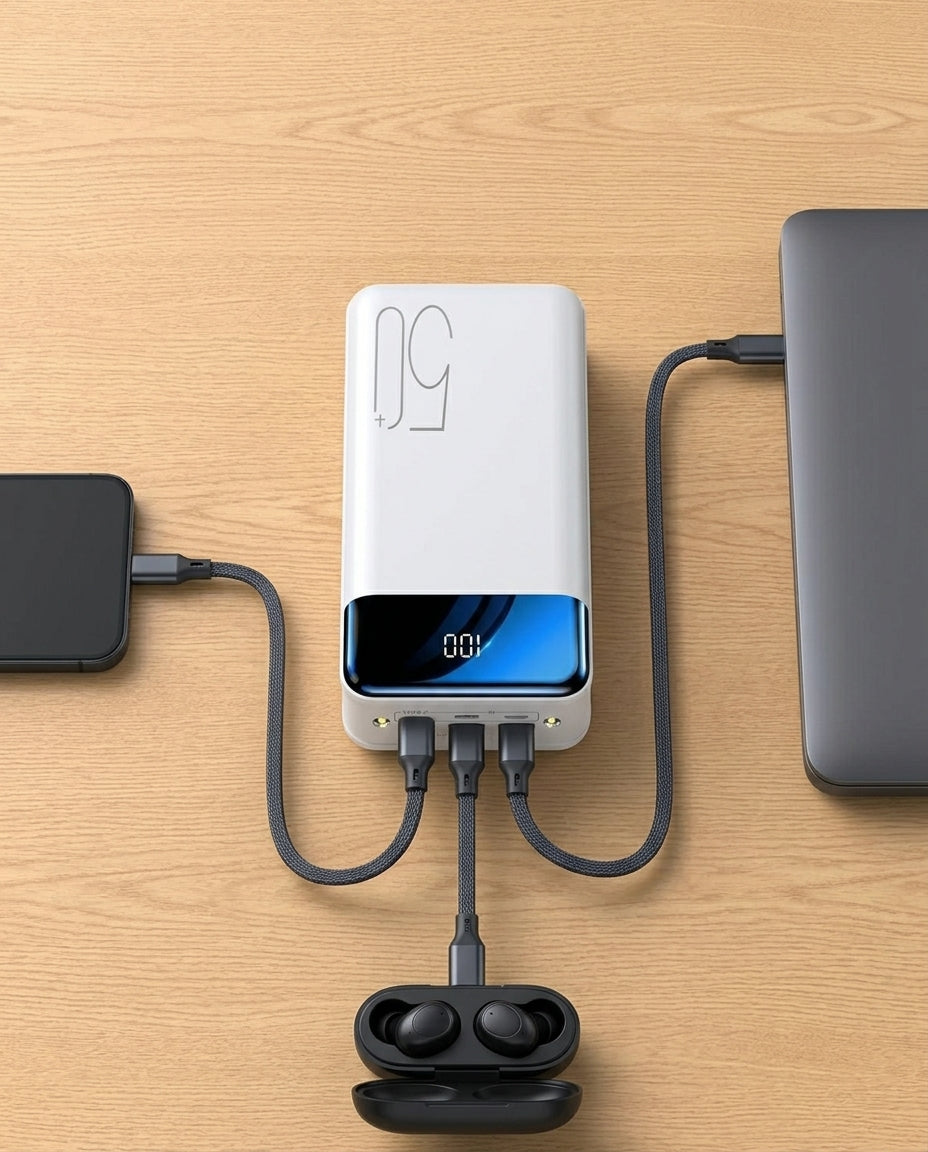 50 000 mAh power bank | Nopea lataus – Puhelin & kannettava