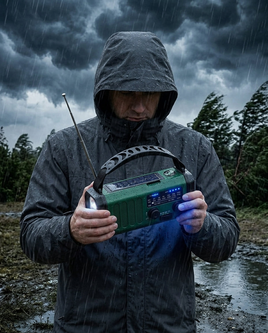 Hätäradio käsikammella | 10000mAh aurinkokenno taskulamppu
