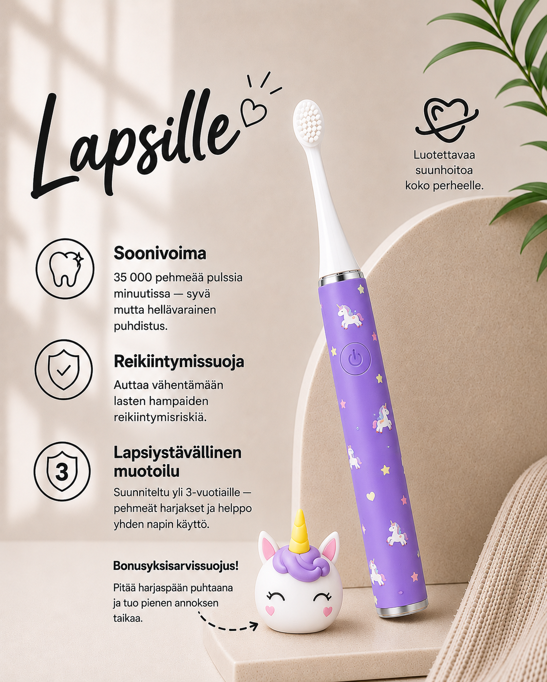 BrightSonic Daily Sähköhammasharja — Aikuisten & Lasten Mallisto