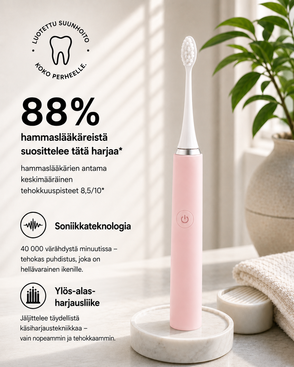 BrightSonic Daily Sähköhammasharja — Aikuisten & Lasten Mallisto