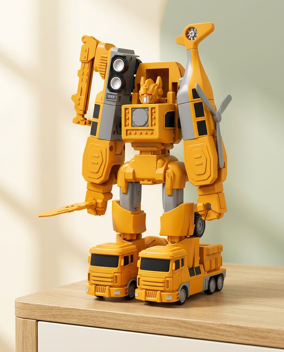 The Mighty Builder Squad | 7-in-1 magneettinen muuntautuva rakennusajoneuvojoukkue