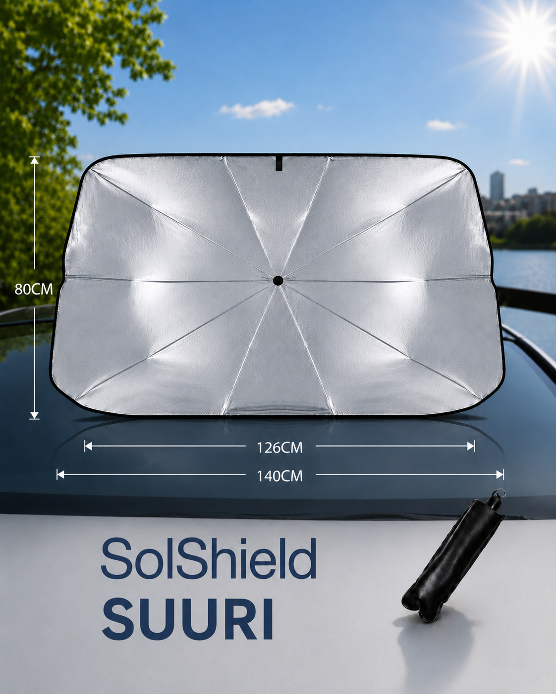 SolShield Kokoontaitettava tuulilasin suoja