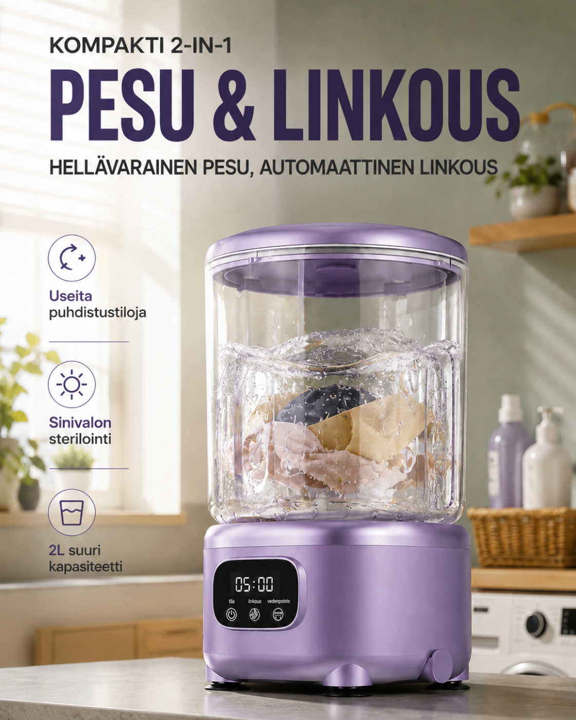 Rinseo Mini -kannettava pesukone