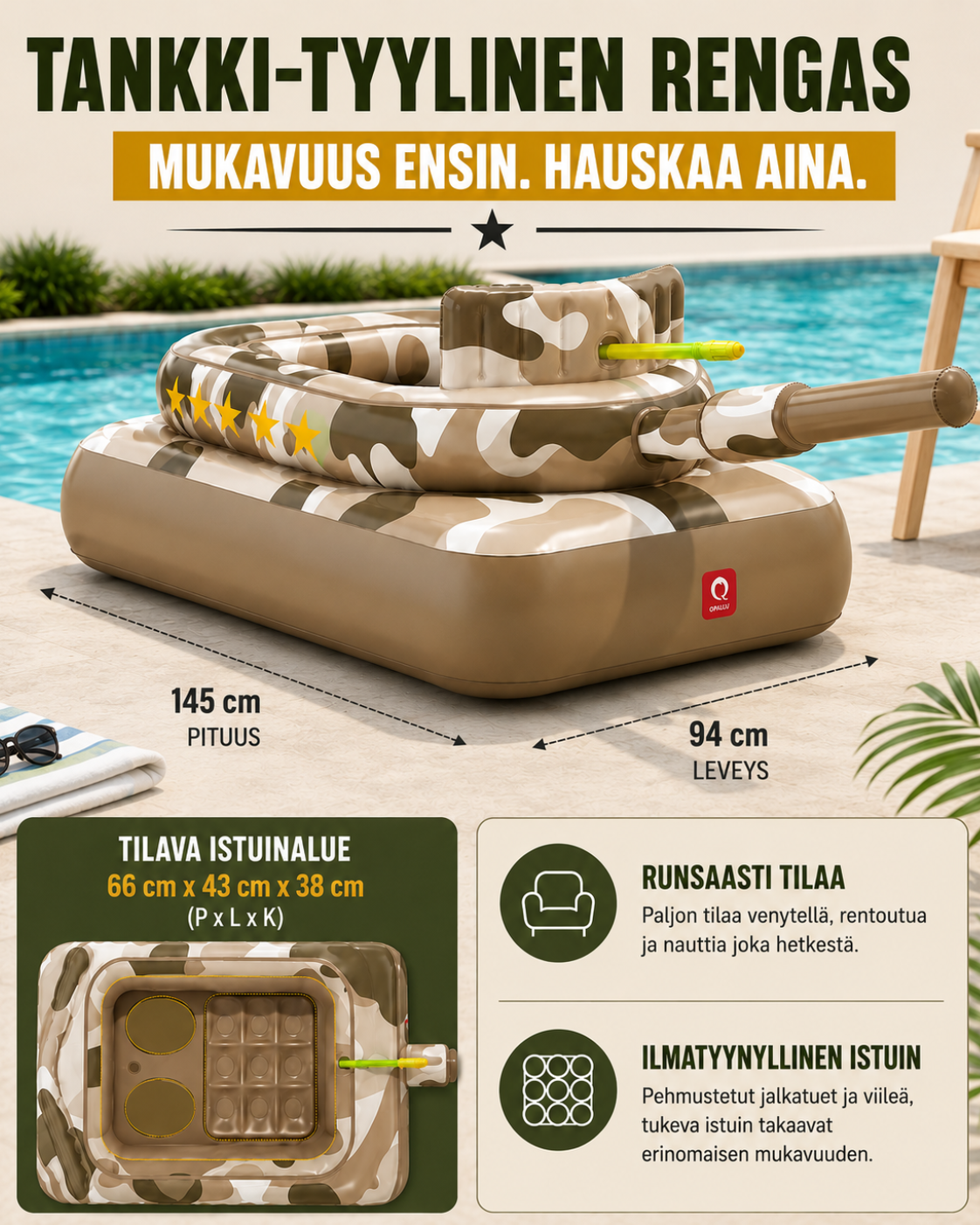 Puhallettava Splash-taistelutankki