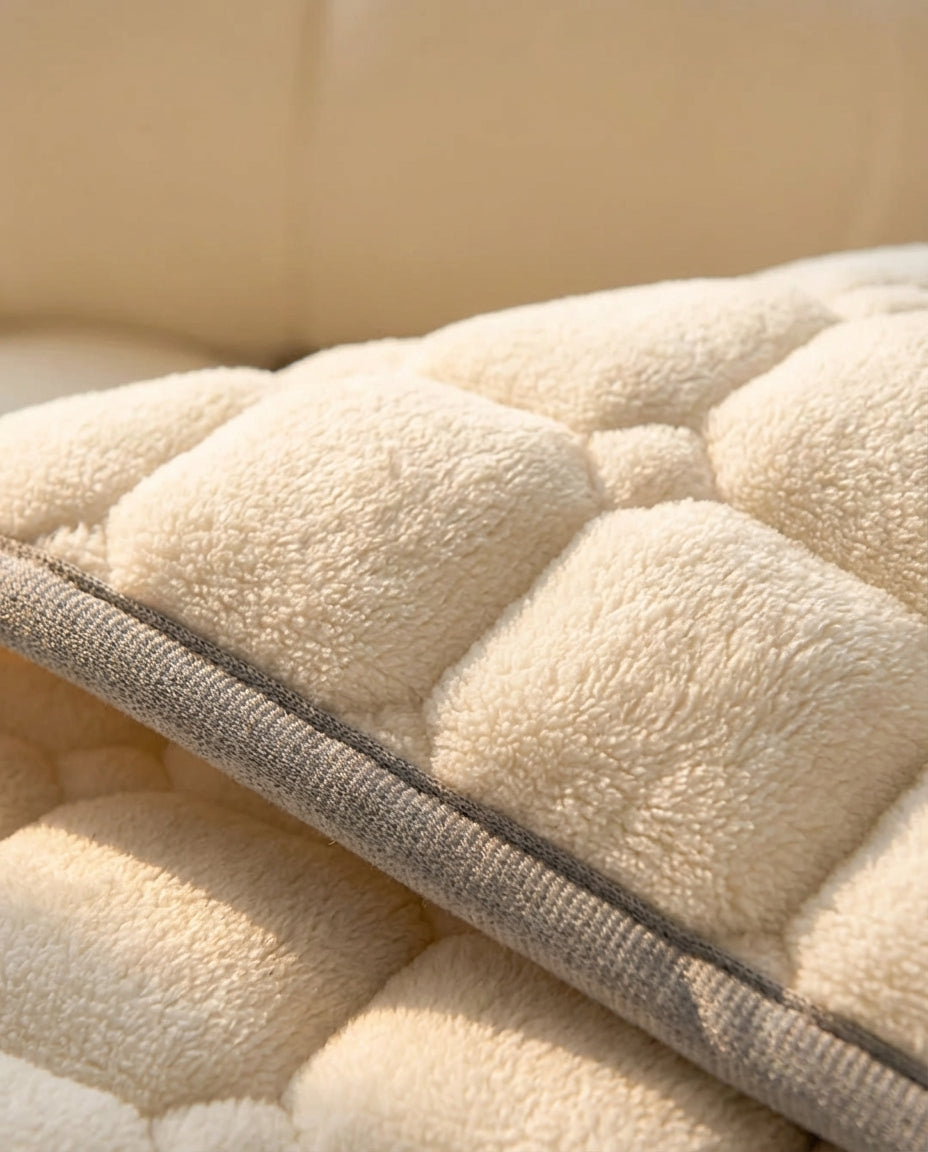 Tilkkutäkki Fleece | Pehmeä Neliötekstuurinen Sängynpeite