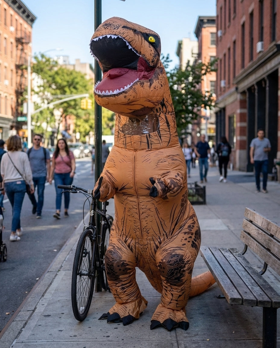 Puhallettu T-Rex-asu – Lapsille & Aikuisille | 2 kokoa