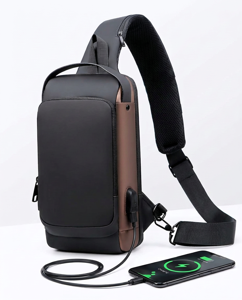 Varkaudenesto-crossbody-laukku USB-latauksella