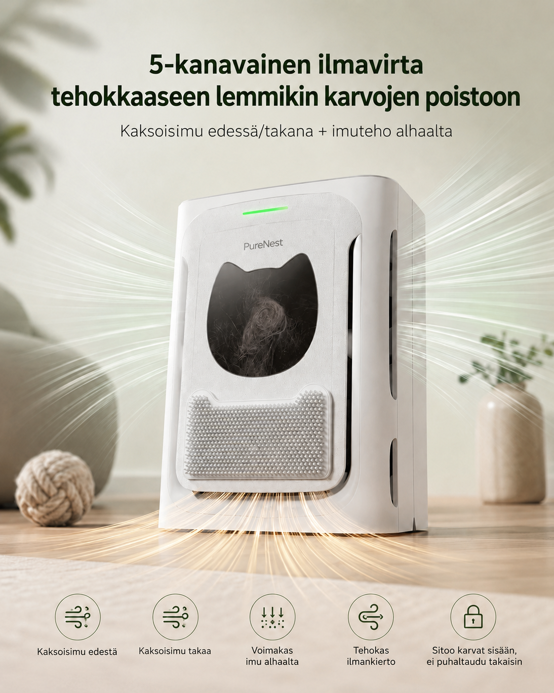 PureNest Kompakti ilmanpuhdistin lemmikeille