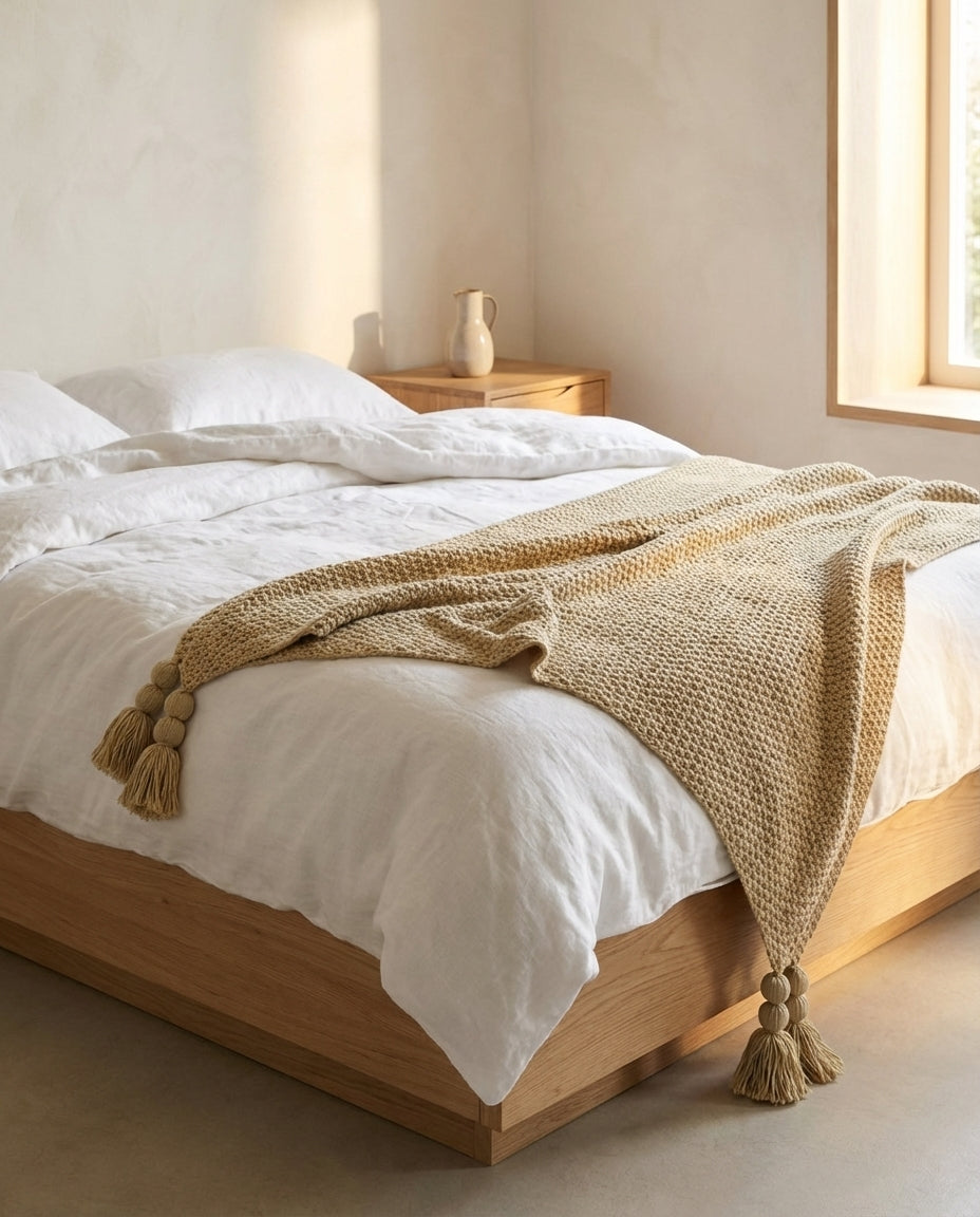 Villainen neulehuopa tupsuin | Nordic Warmth