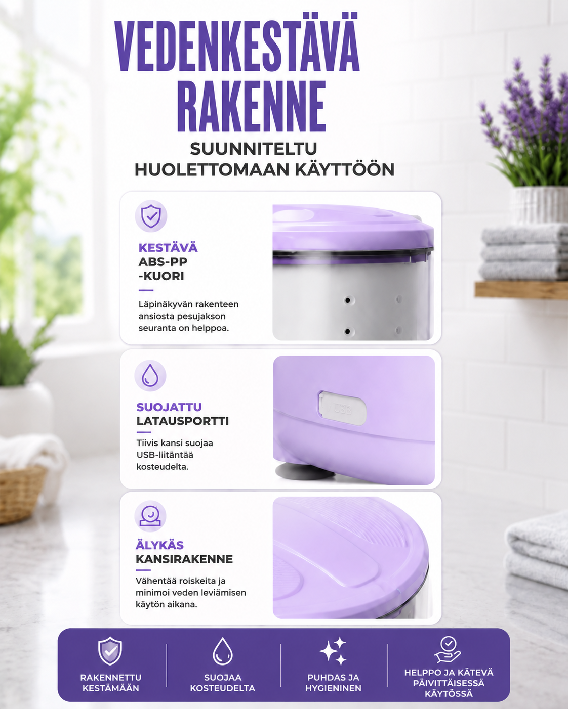 Rinseo Mini -kannettava pesukone