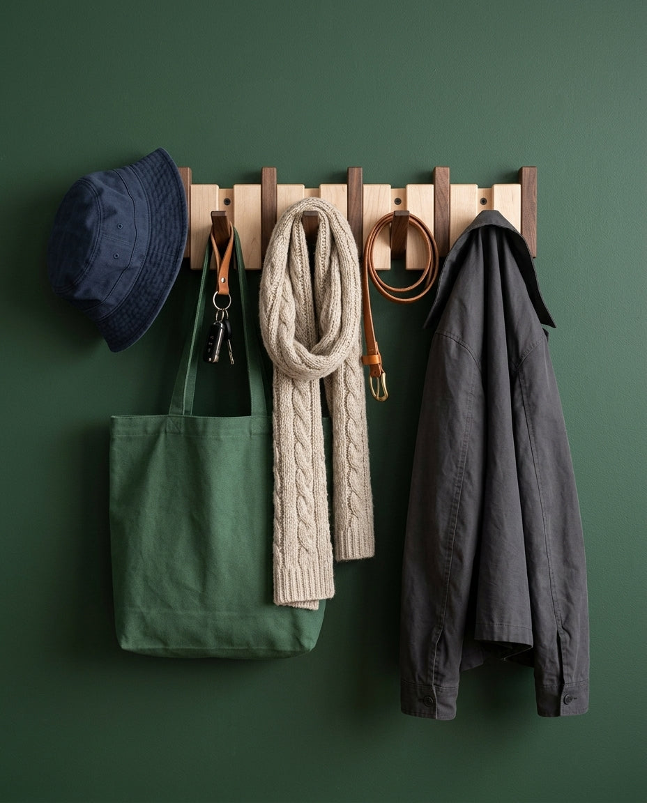 Puinen pianokoskettimisto-eteisnaula – massiivipuu seinälle