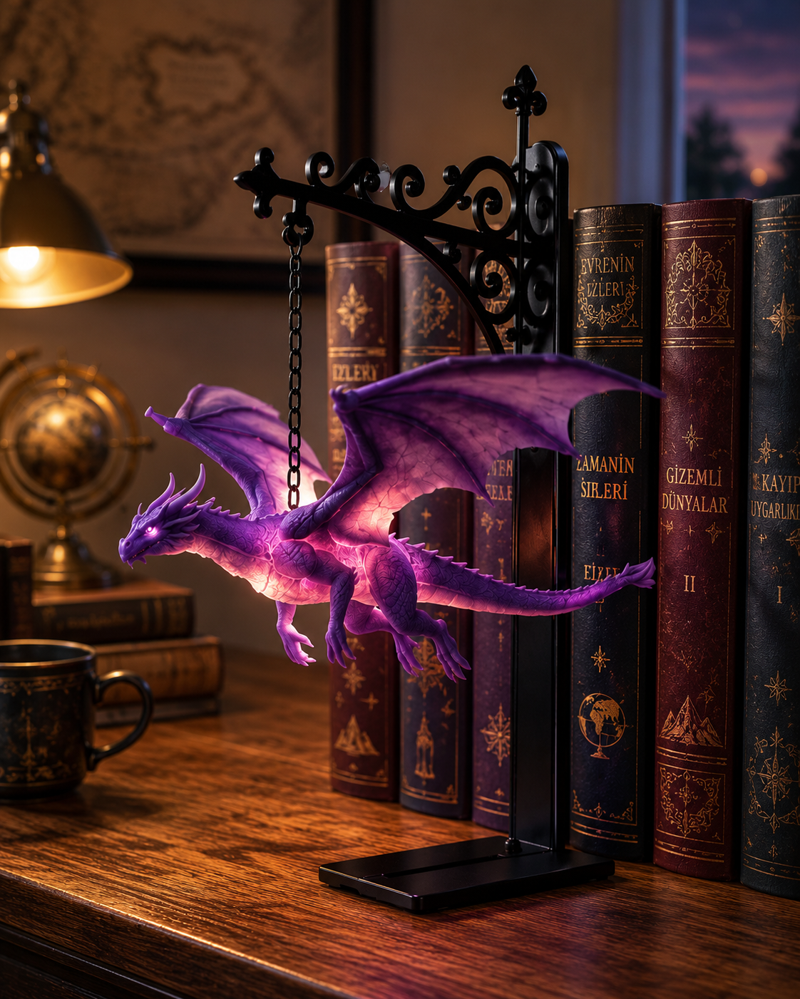 Vesperwing Dragon Shelf Sentinel – lohikäärmekoriste kirjahyllyyn