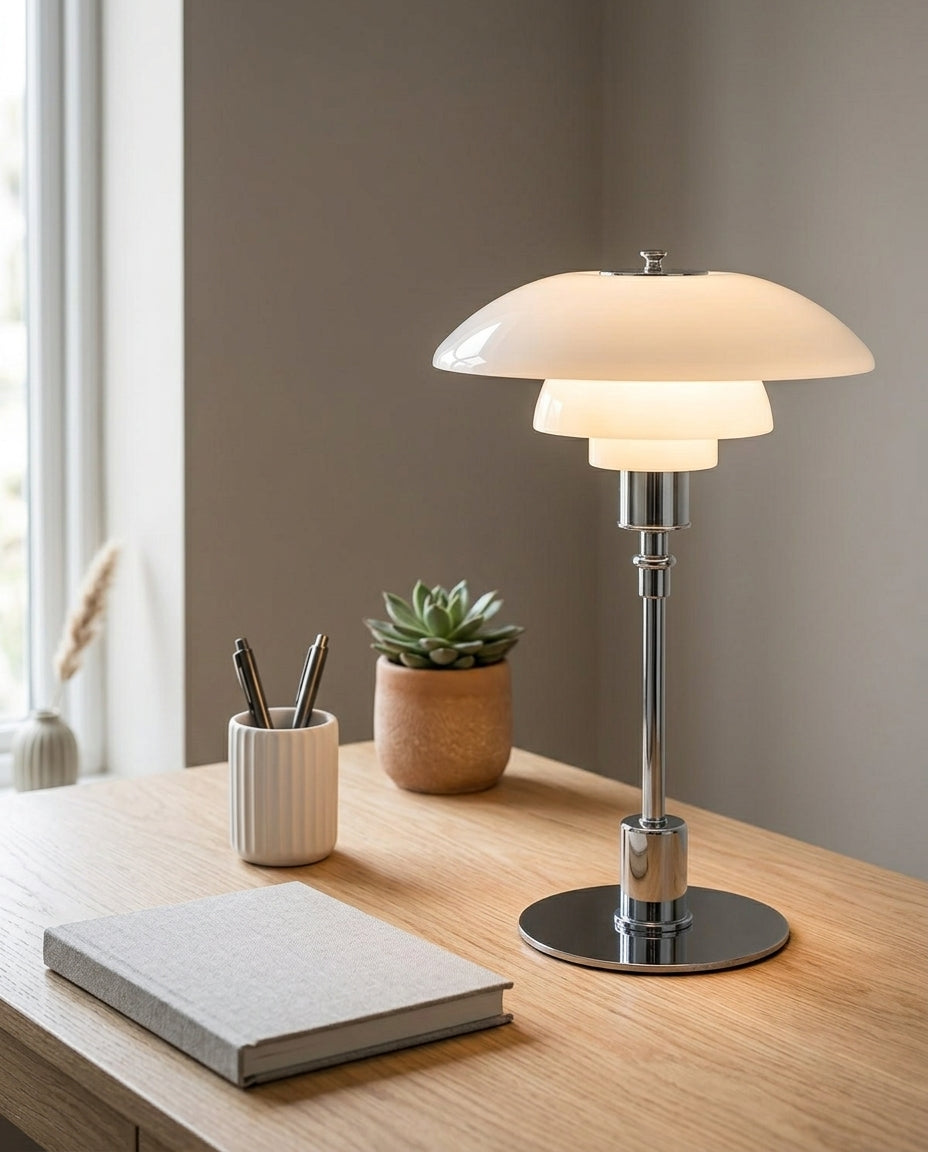 LED-pöytälamppu – Skandinaavinen design | Rauta & lasi