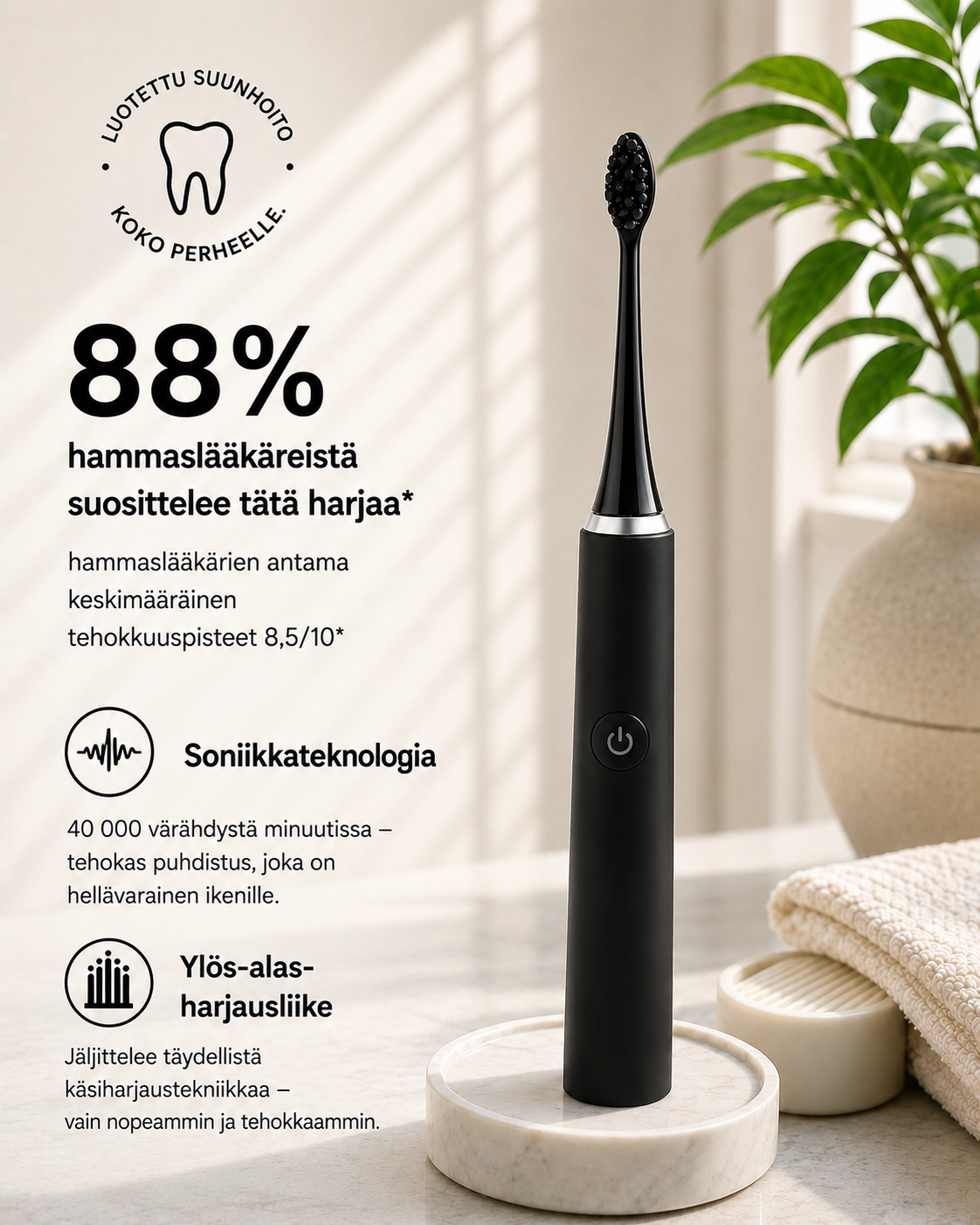 BrightSonic Daily Sähköhammasharja — Aikuisten & Lasten Mallisto