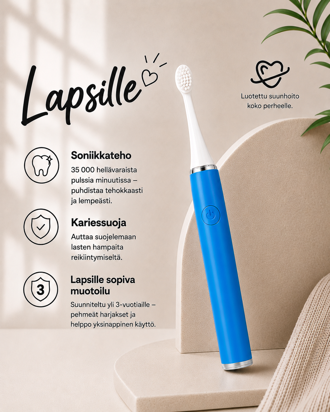 BrightSonic Daily Sähköhammasharja — Aikuisten & Lasten Mallisto