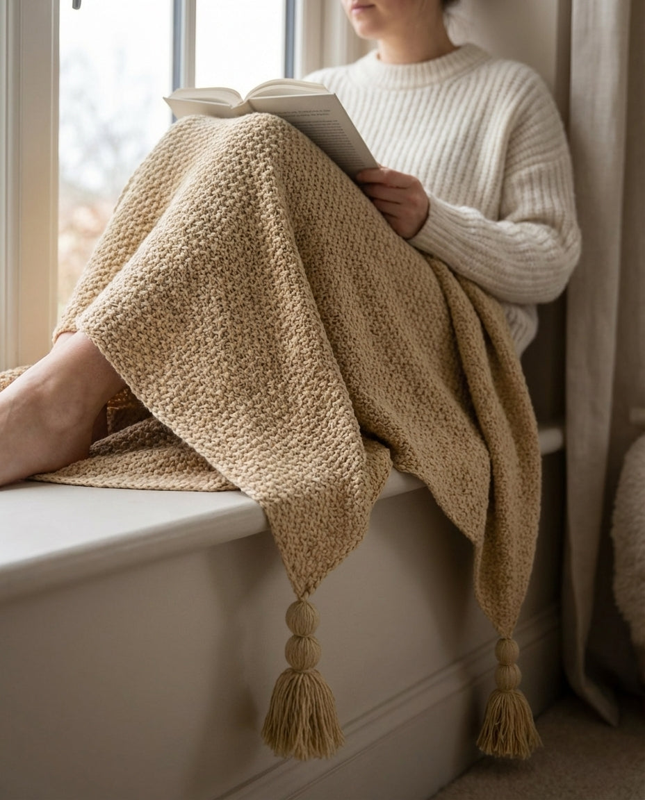 Villainen neulehuopa tupsuin | Nordic Warmth