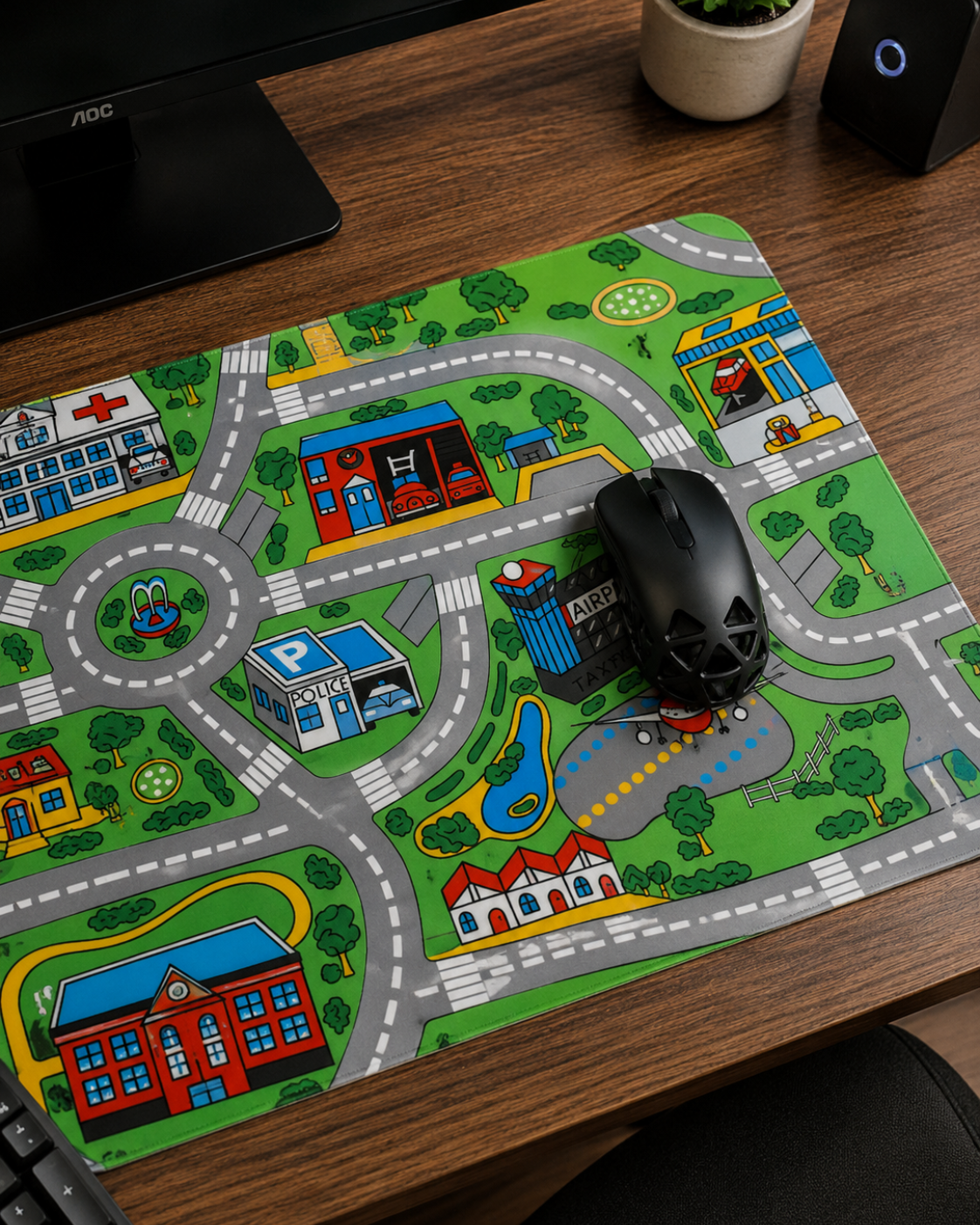 Playtown Retro Road Map Desk Mat