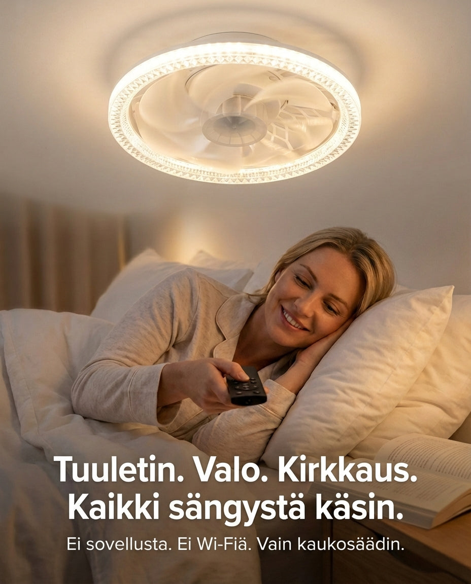 SilentBreeze AirGlow | 2-in-1 kattopuhallin ja valaisin