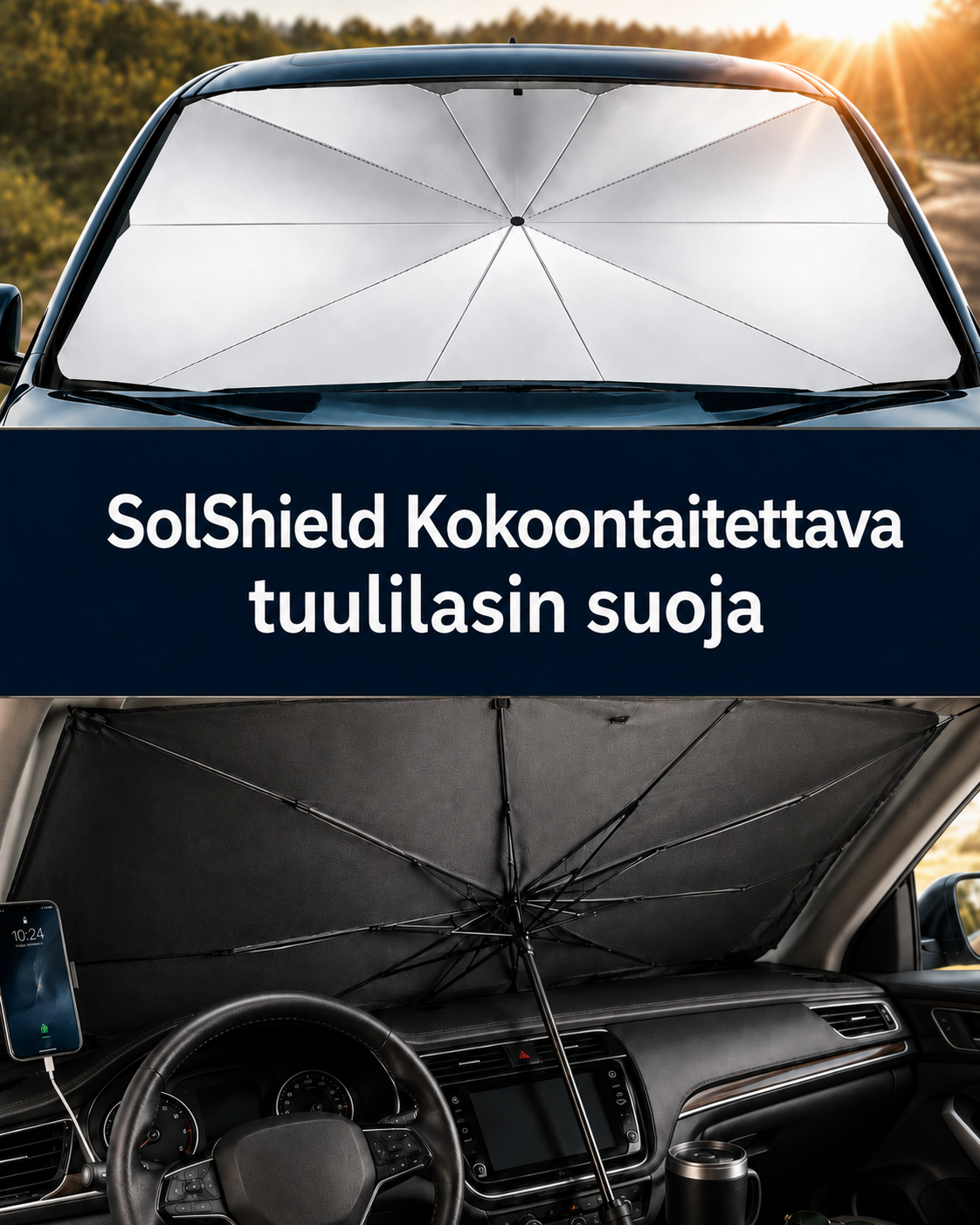 SolShield Kokoontaitettava tuulilasin suoja
