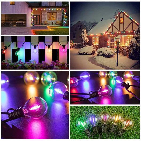 YARDBULBS™ Ulkovalosarja – 25 Lamppua, 7,5 m Johto, Liitettävä ja Vedenkestävä