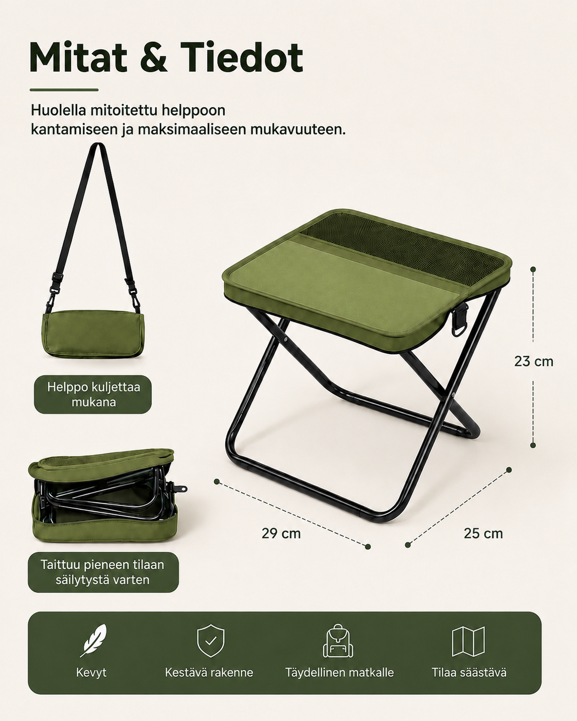 PerchPal Kokoontaitettava Retkituoli