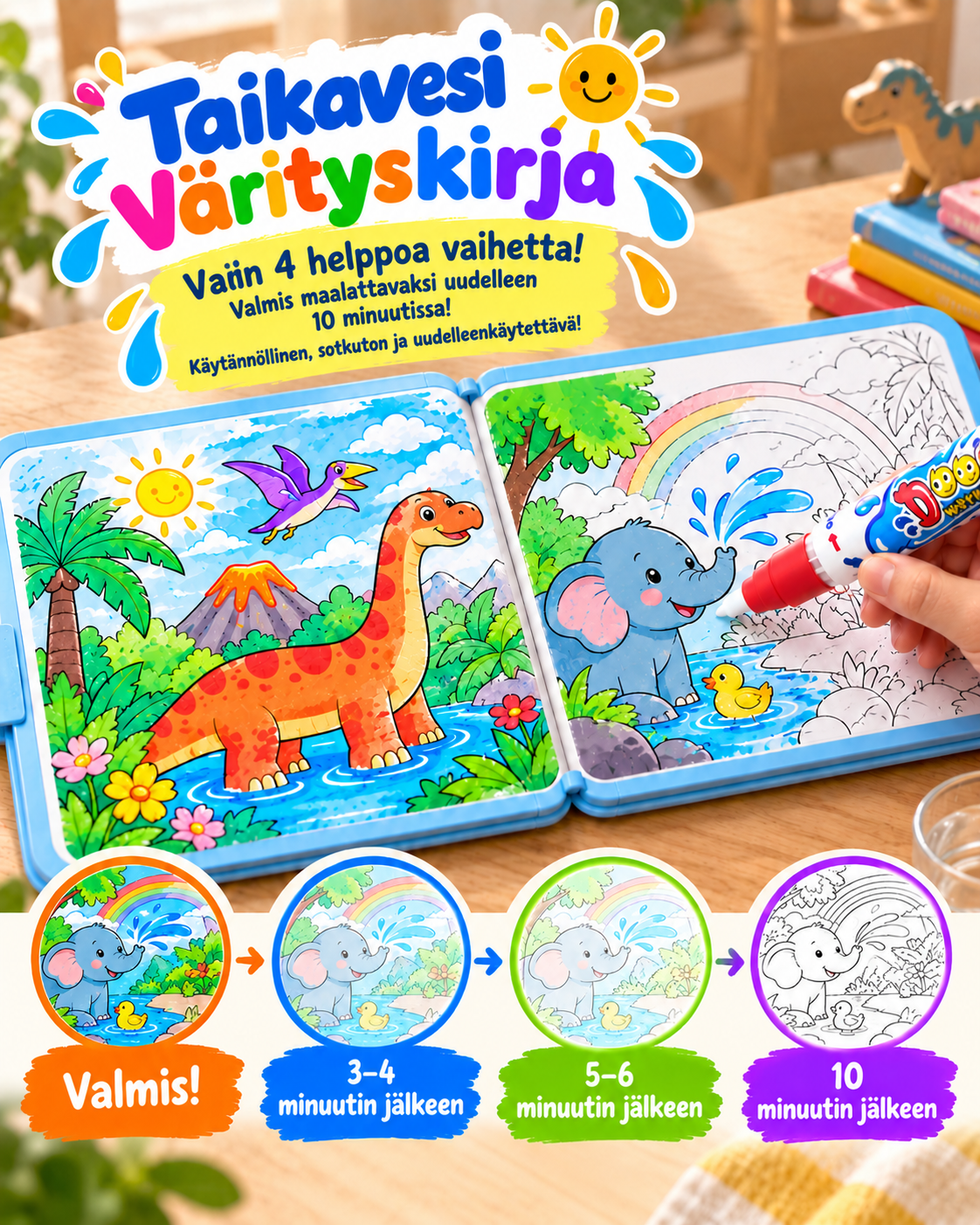 AquaBloom – vedellä maalattavat kirjat taaperoille