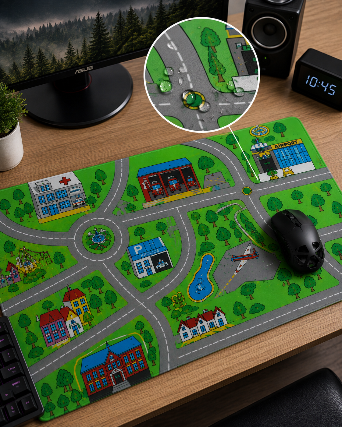 Playtown Retro Road Map Desk Mat