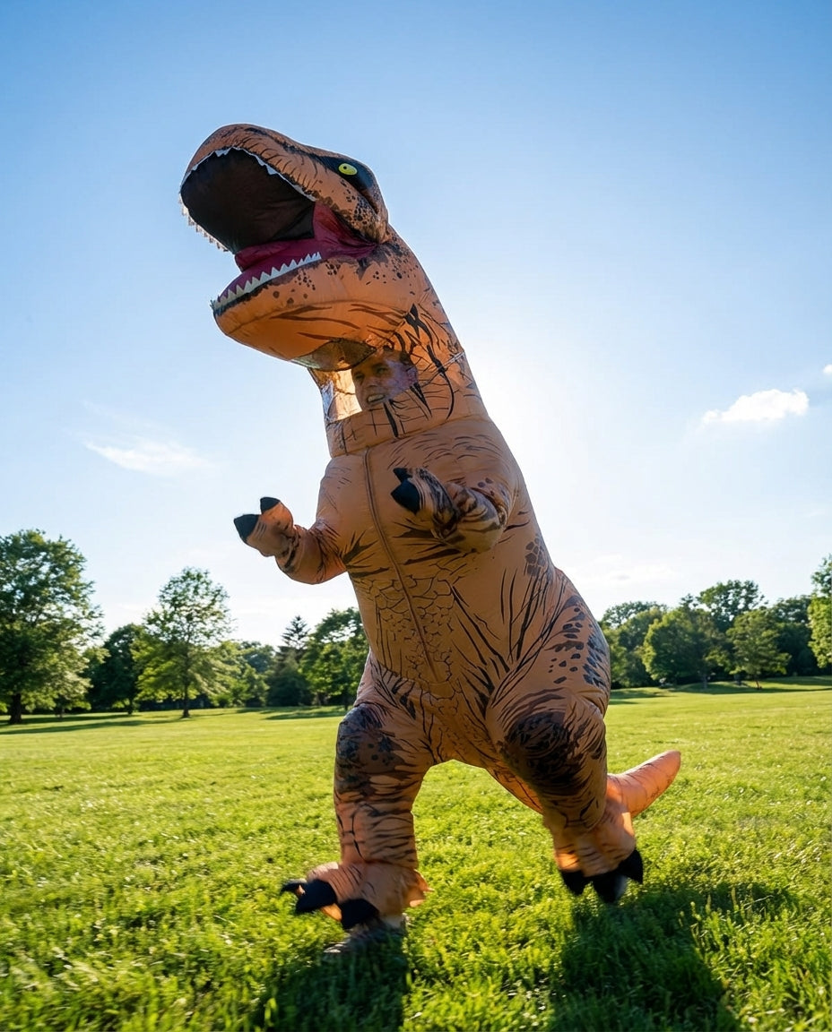 Puhallettu T-Rex-asu – Lapsille & Aikuisille | 2 kokoa