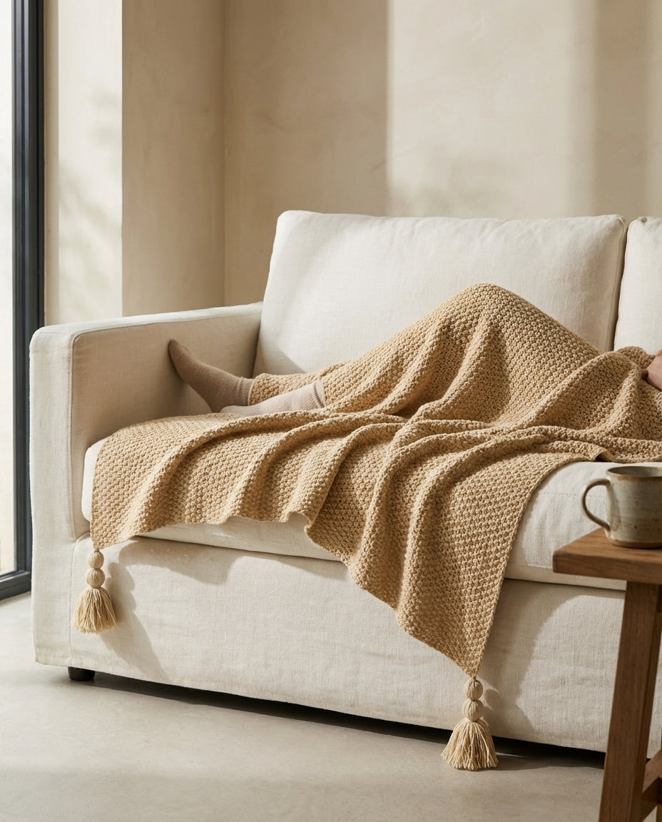 Villainen neulehuopa tupsuin | Nordic Warmth