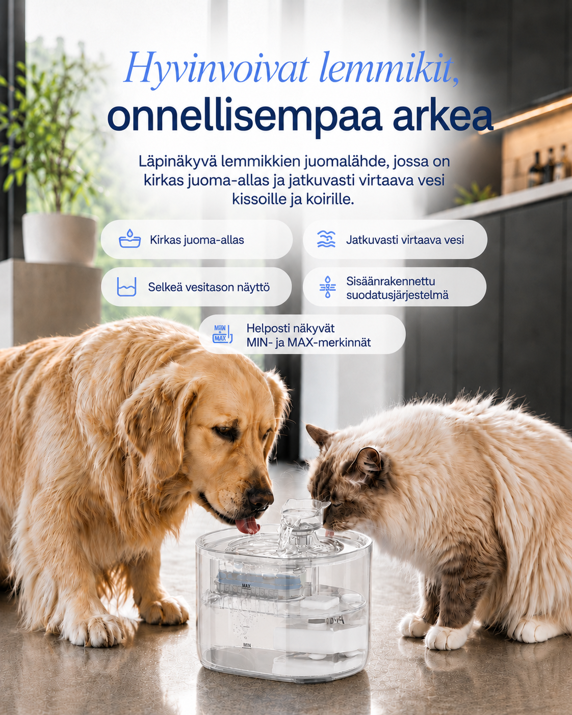 ClearFlow-vesiautomaatti lemmikeille