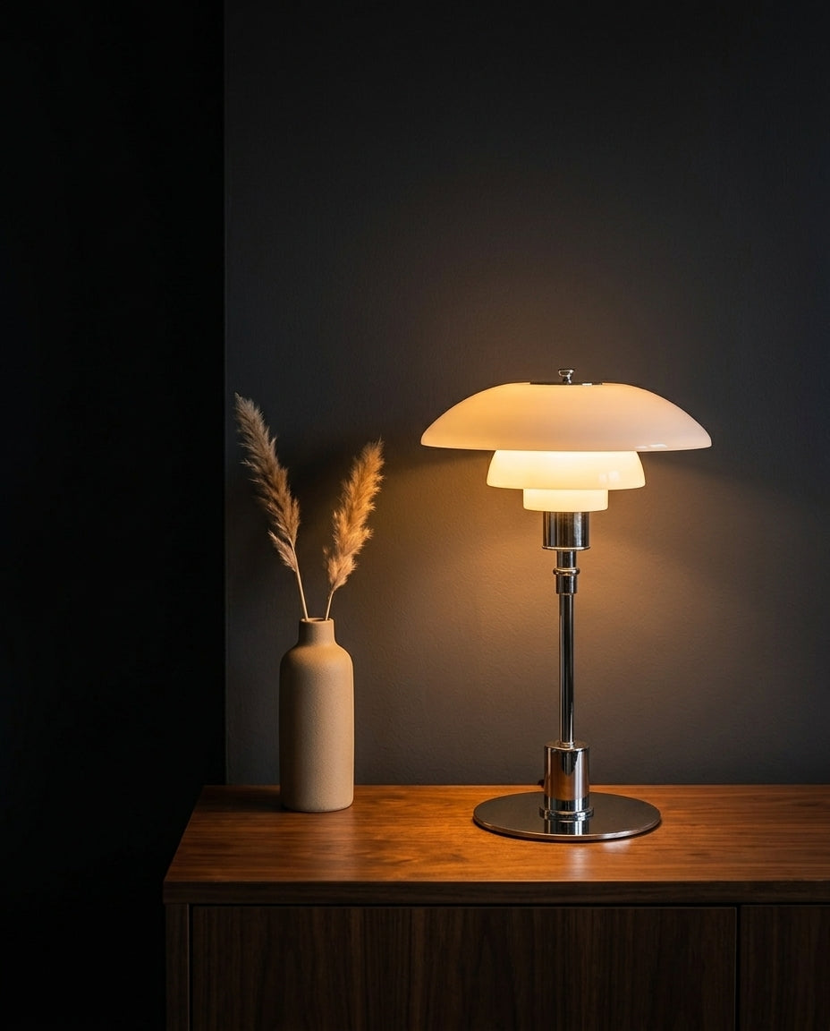 LED-pöytälamppu – Skandinaavinen design | Rauta & lasi