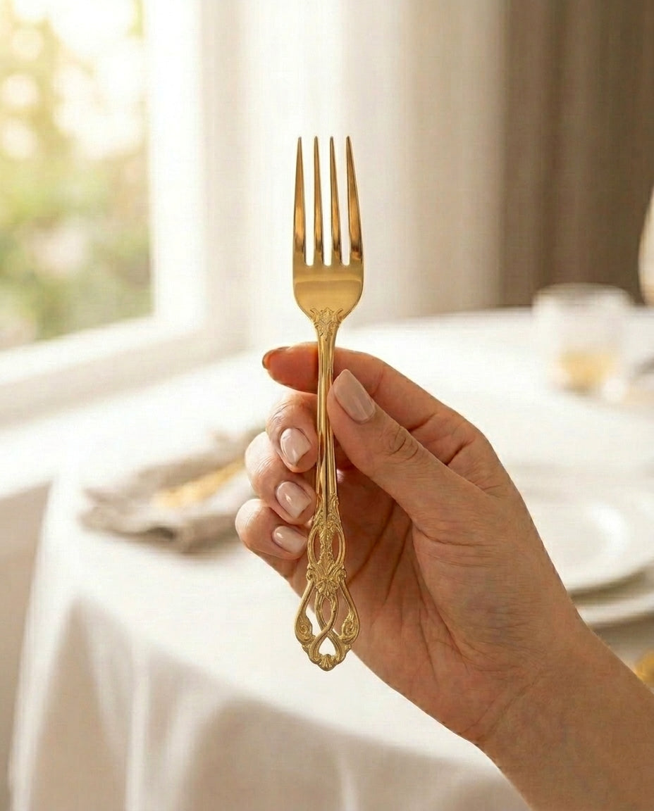 Kultaiset 24 Kpl Ruokailuvälineet – Koristeellinen Varsi
