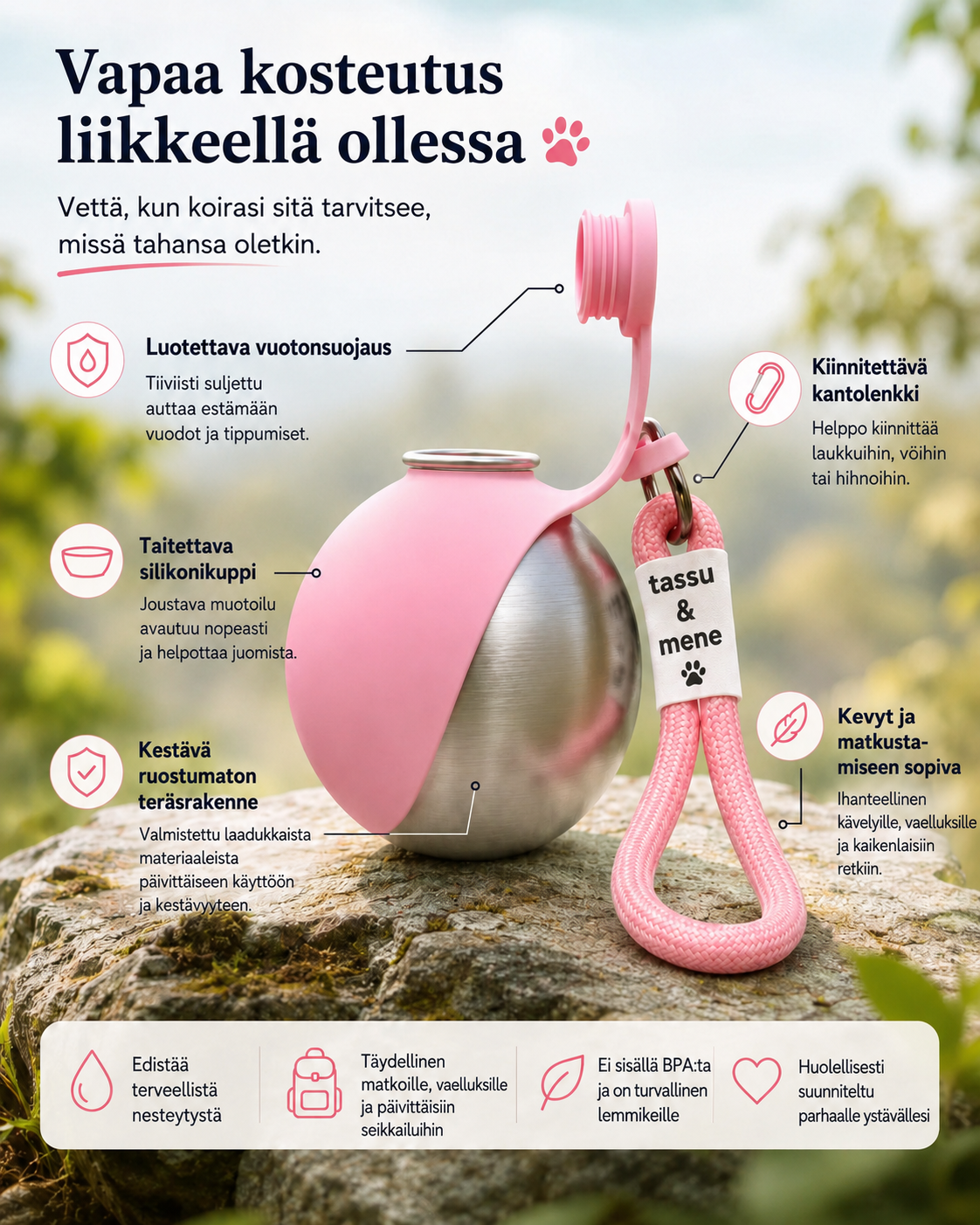 Trail Mate – koiran vesipullo ja juomakuppi