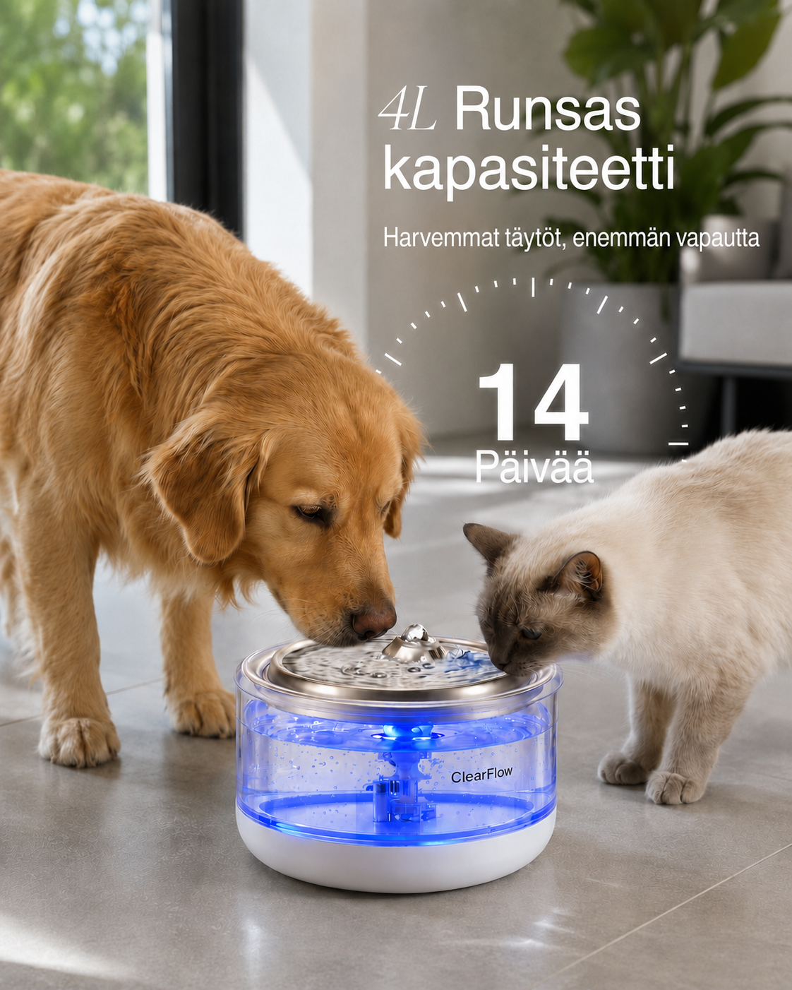 ClearFlow-vesiautomaatti lemmikeille