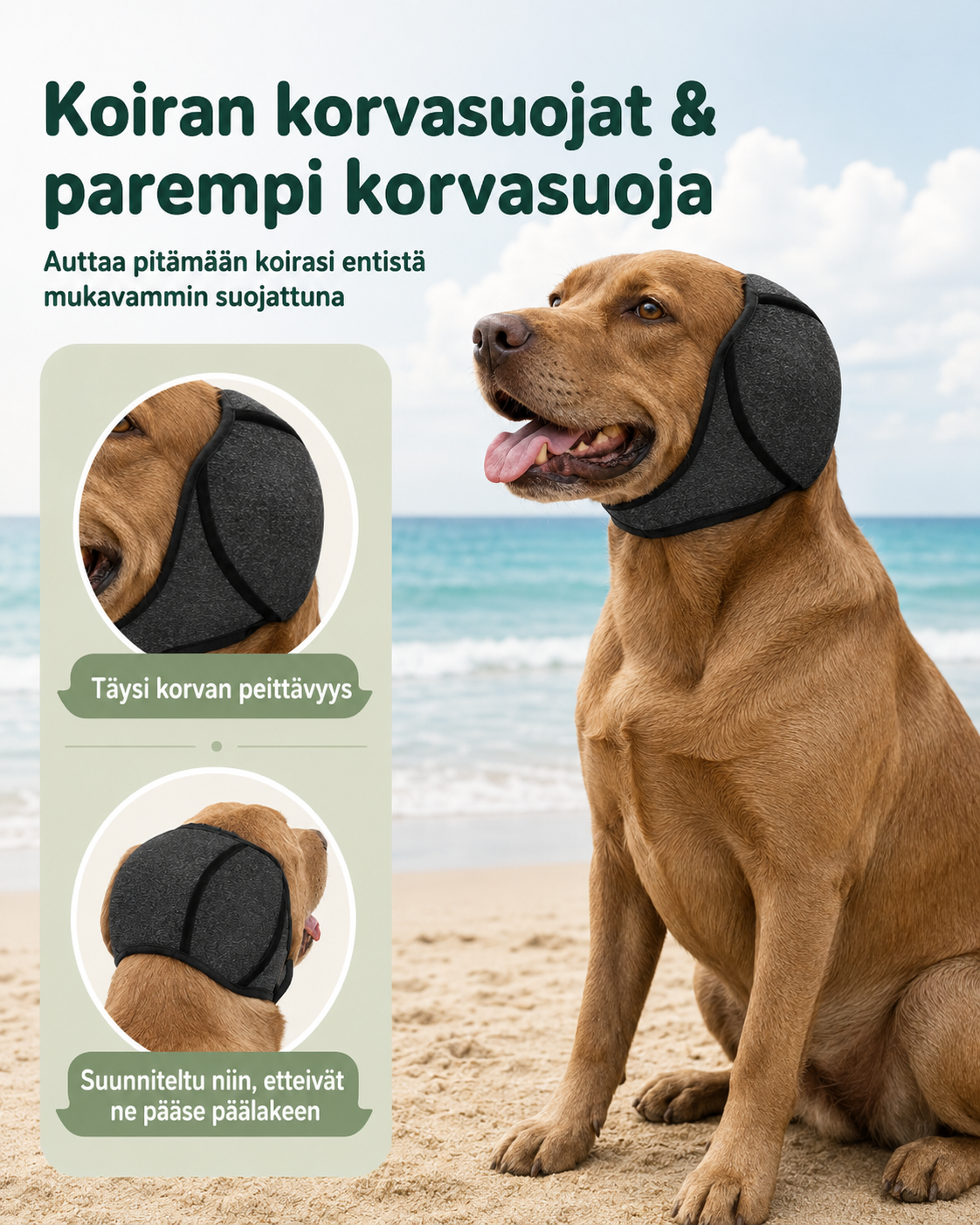 CalmEars Ääntä vaimentava koiran korvahuppu