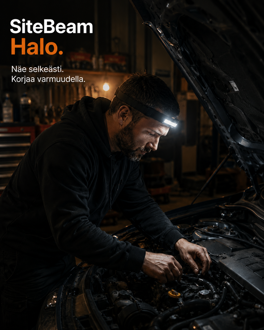 SiteBeam Halo — Ladattava 230° työotsalamppu